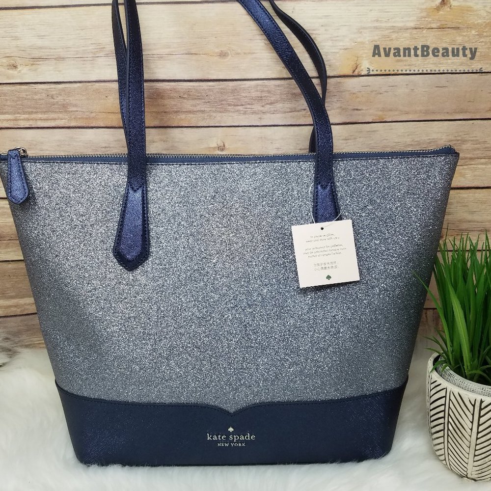 NWT Kate Spade New York Lola Glitter Tote Blue